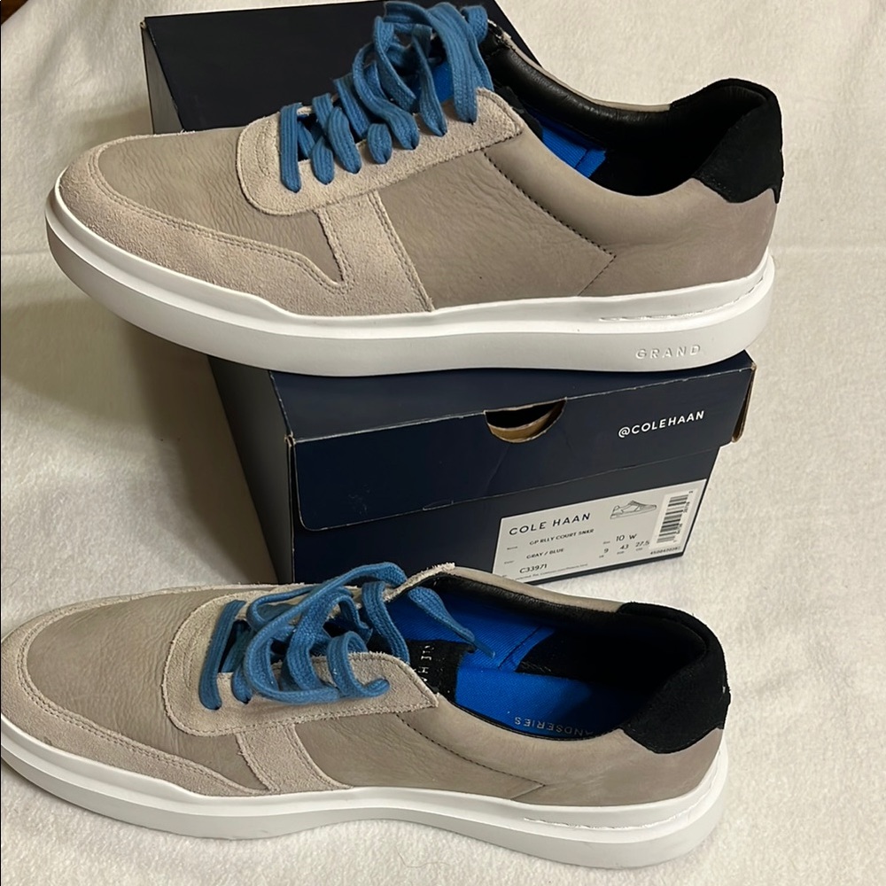 Cole Haan Gray and Blue Sneakers with Suede Upper